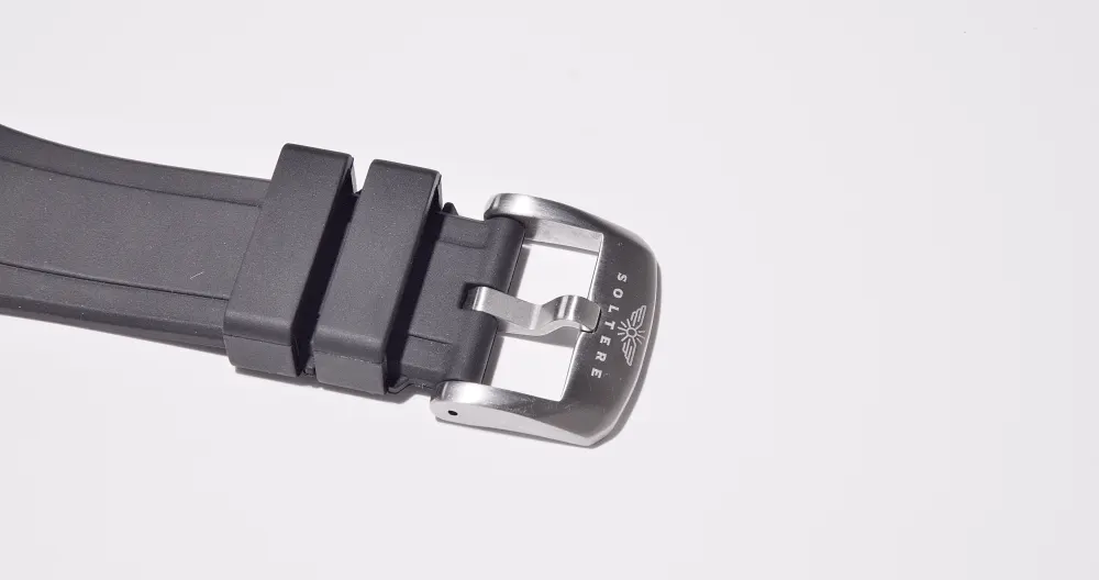 The pin buckle on white.